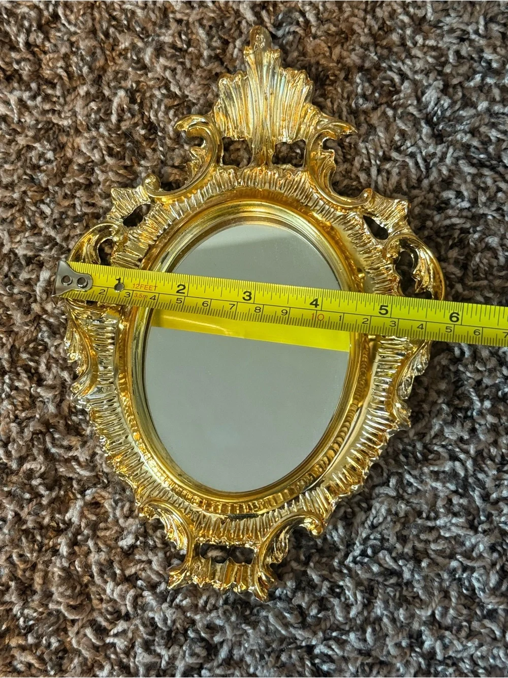 Vintage Ornate Gold Oval Wall Mirror